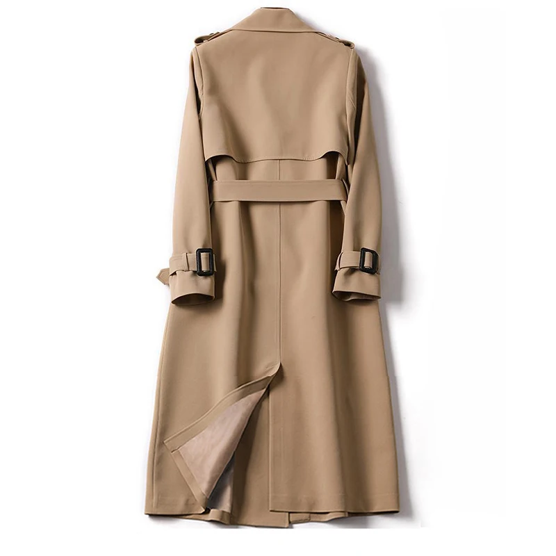

2020 Autumn Elegant Long Women Trench Lace Up Waist Casual Solid V Neck Overcoat Plus Size Long Sleeve Windbreaker Female Trench