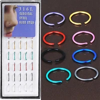 hot sales 20 pcs nose rings multi colors durable stainless steel anti rust nose decoration for women
