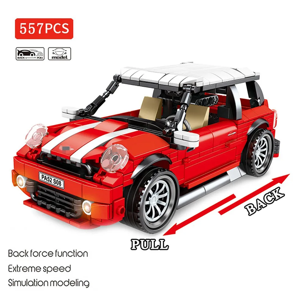 

SEMBO City Racing Car Technic Model Building Blocks Pull Back Vehicle MOC Creator Mini Diamond Bricks Toys for Children Boys