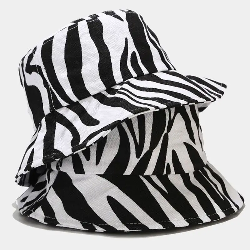 Панама в полоску черно белая стиле Харадзюку|Женские кепки летнии| |