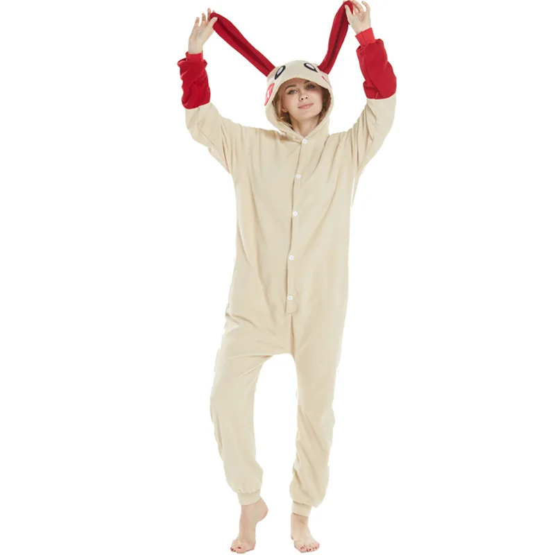2019 Новый kigurumi Рождество красный кролик Мультяшные ползунки Пижама на Хэллоуин с