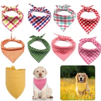 pet supplies triangle scarf bib pet collars adjustable plaid style cat neck scarf dog scarf pet bandanas