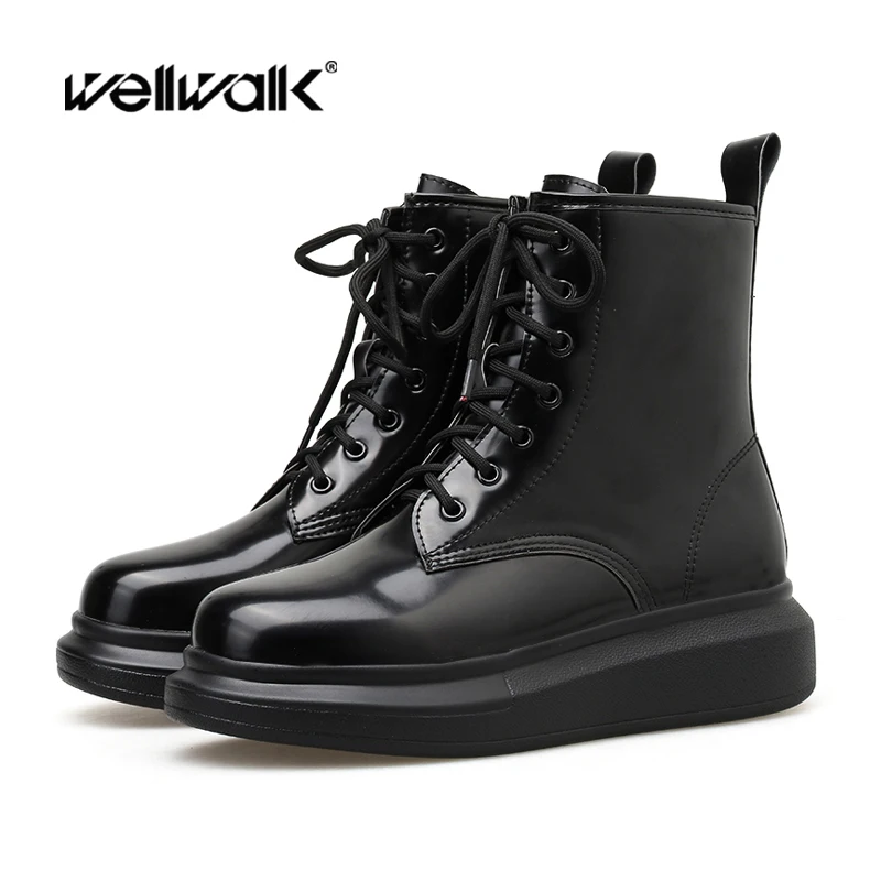 Черные ботильоны в стиле милитари женская зимняя обувь короткие ботинки на