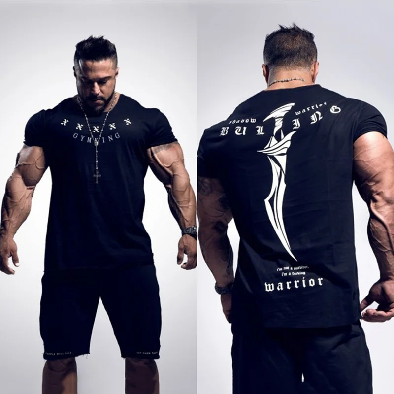 2019 хлопковая облегающая эластичная Спортивная футболка для бега Мужская модная