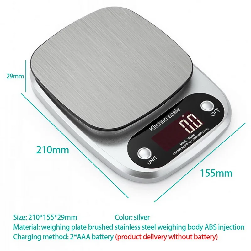 

New 5kg/0.1g Kitchen Digital Food Scale Highly Accurate Weighing Food Scale Household Balance Cooking Measure Tool G/oz/ml/fl
