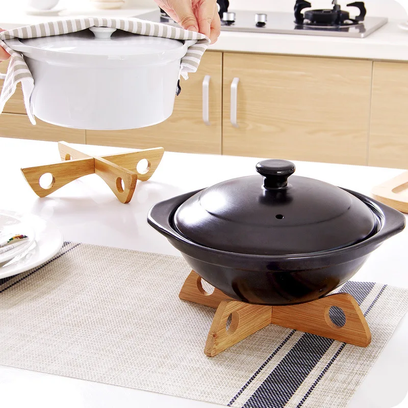 

Bamboo Mat Anti-scald Table Mats Heat Insulation Casserole Mat Solid Color Kitchen Cross Detachable Pot Pad Steaming Tray Stand