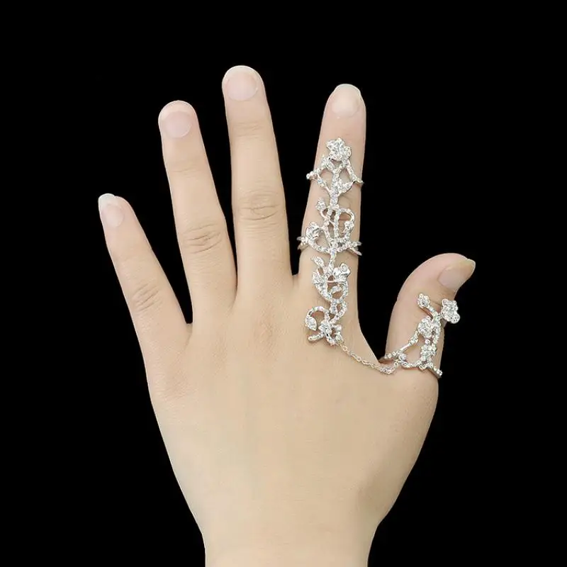 Popular Fashion Women Lady Rings Multiple Finger Stack Knuckle Band Rose Crystal Ring Nice Jewelry Gift |