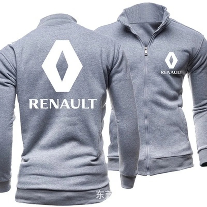 

2021 New Style Spring Autumn Men's Casual Fashion Renault No Cap Solid Color Turtleneck Cardigan Hoodies Jacket