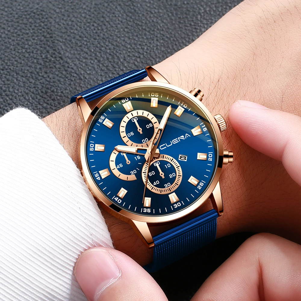 

Luxury Brand CUENA New Men Watch Ultra Thin Stainless Steel Clock Man Quartz Sport Watch Men Casual Wristwatch relogio masculino