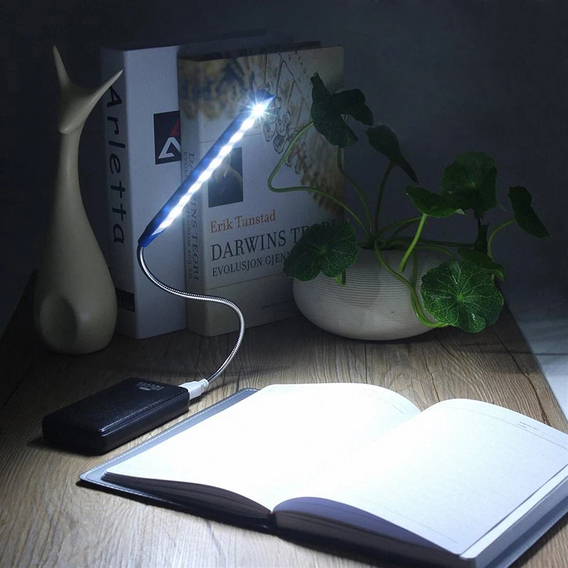 HECULAS USB 10 светодиодный ночной Светильник компьютер лампы для чтения гибкая ультра яркий мини настольная лампа для ноутбука, настольного компьютера, Мощность банка