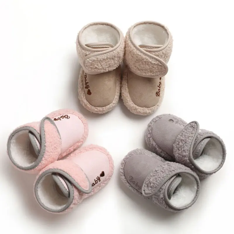 Ботинки для маленьких мальчиков и девочек 0-18 месяцев Зимние теплые плюшевые
