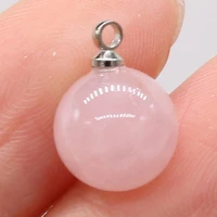 natural stone gem rose quartz round ball pendant handmade crafts diy necklace bracelet earring jewelry accessories gift making