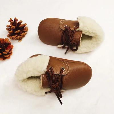 Зимняя обувь для маленьких мальчиков и девочек зимняя теплая с шерстяной
