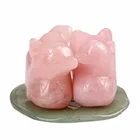 Rose mandarin duck Natural stone hand carved Lover symbolize Figurine Green aventurine stand Lover gift Chakra Reiki Free pouch
