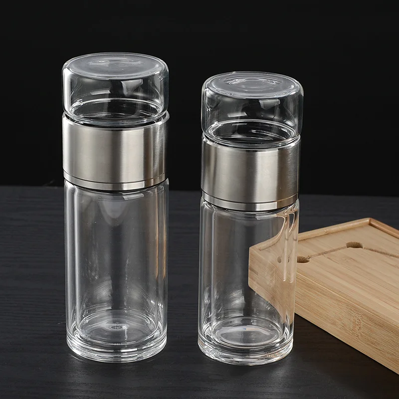 

Men's Office Mini Portable Tea Separation Tea Cup Double-Layer Glass Female Cute Home Chinese kongfu Tea Cup water bottles
