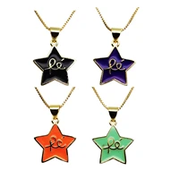 five pointed star pendant necklace chain sweets pendant drops paint fe letter pendant necklace copper chain jewelry necklace