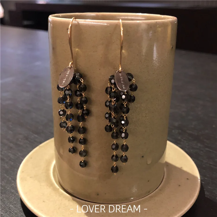 

New Korean Vintage Rhinestone Earrings Tassel Crystal Long Drop Earrings For Women Fashion Jewelry