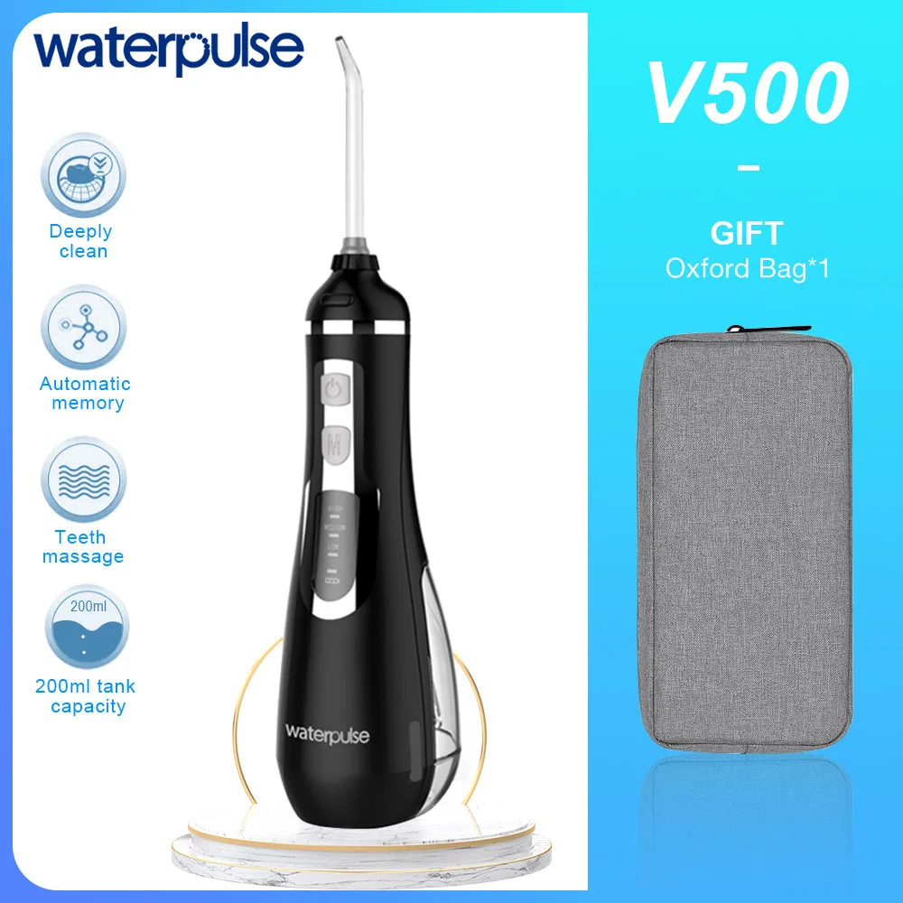 Waterpulse V500 Портативный ирригатор для полости рта воды ирригатор водяной Флоссер Cordles Ирригатор для полости рта с дорожная сумка массаж чистый зубной нити Стоматологическая ирригаторы