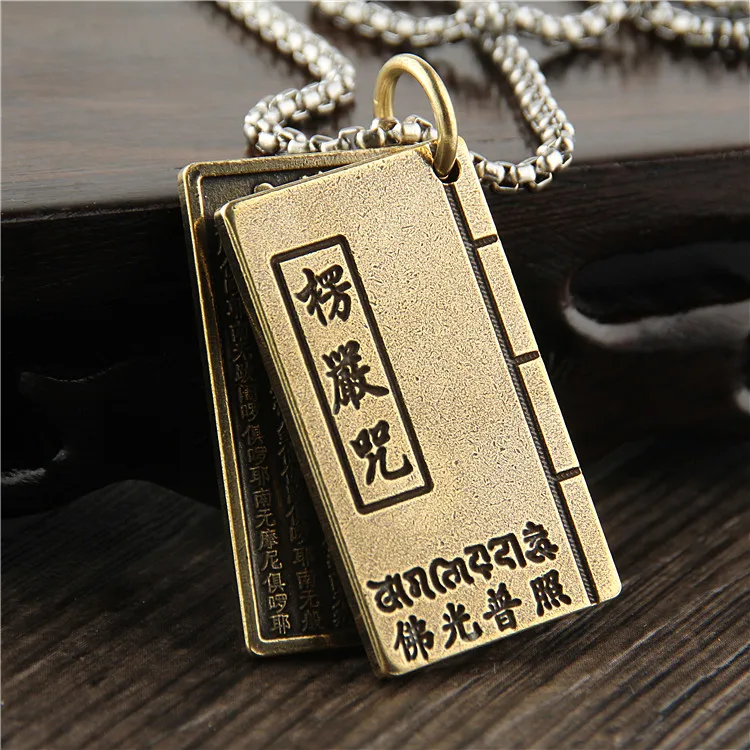 

Pure copper handmade Shurangama mantra Scripture pendant, Talisman for men and women