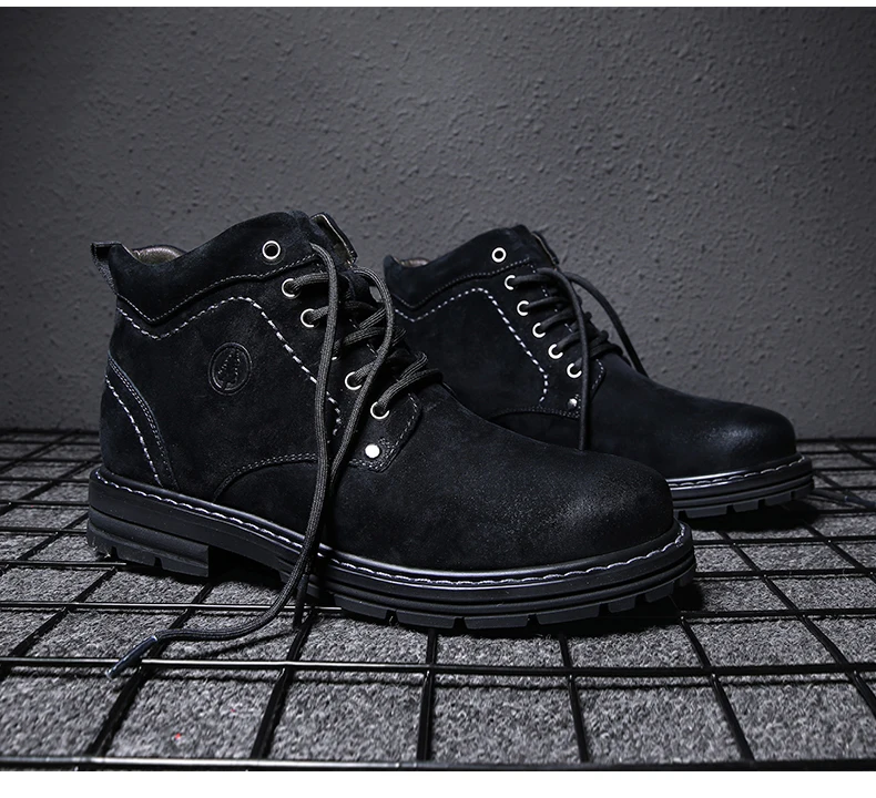 Winter Ankle Boots mens Genuine Leather Snow Boots Big Size 38-50 Outdoor Warm Winter Shoes for Men Anti-cold Boots Walker Peak