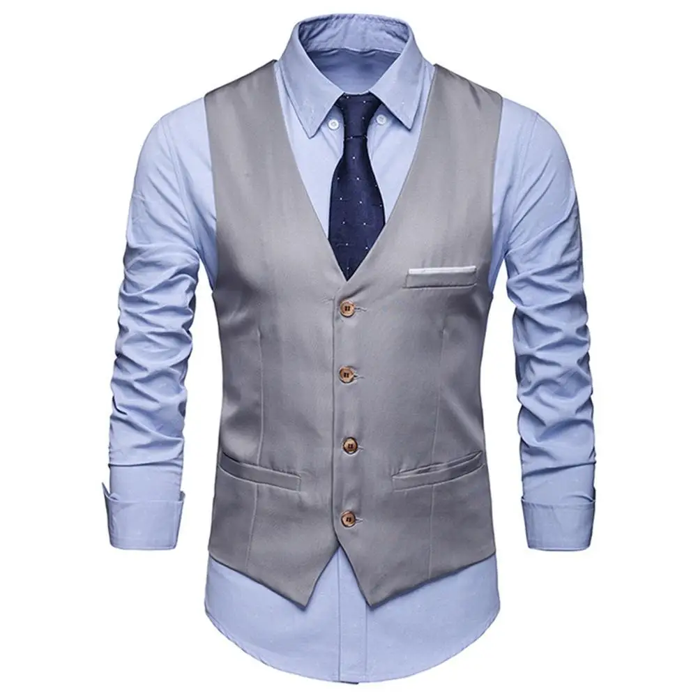 

Plus Size Formal Men Solid Color Suit Vest Single Breasted Business Waistcoat Men Clothing