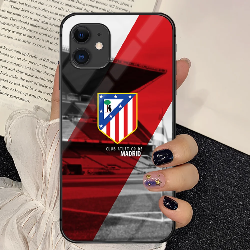

Atltico Madrid football Phone Tempered Glass Case Cover For IPhone 6 6S 7 8 11 12 X Xr Xs Se 2020 Pro Max Plus Mini Etui Bumper