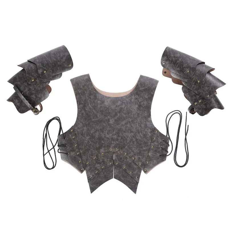

One Size Halloween Carnival Stage Props Adult PU Leather Medieval Samurai Warrior Cosplay Festival Activity Performance Armor