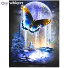 Алмазная живопись, полный квадратныйкруглый Набор для вышивки крестиком, Бабочка, лунный свет, 5D алмазная вышивка, мозаика, стразы, Deocr D336