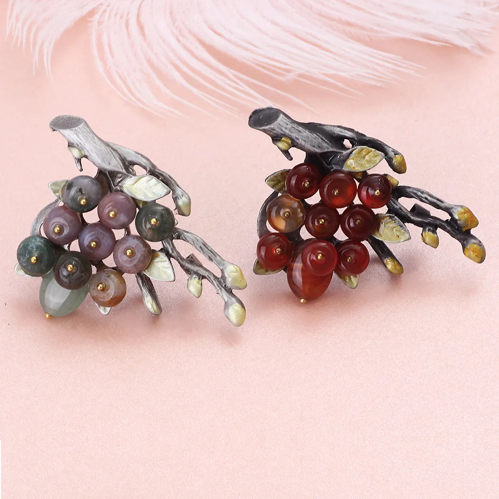 Ювелирные изделия FARLENA винтажные броши в форме букета из натурального камня