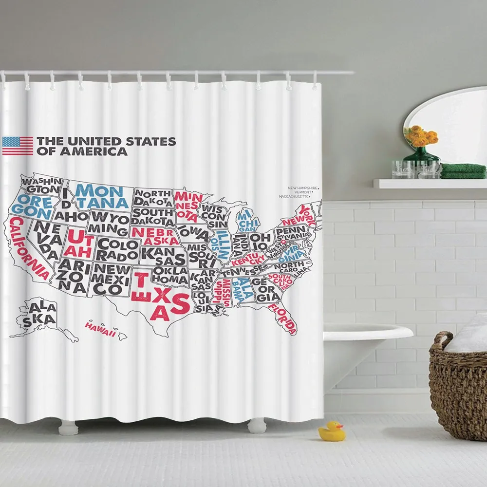 Карта мира занавеска для душа образовательной географической земли на домашнем