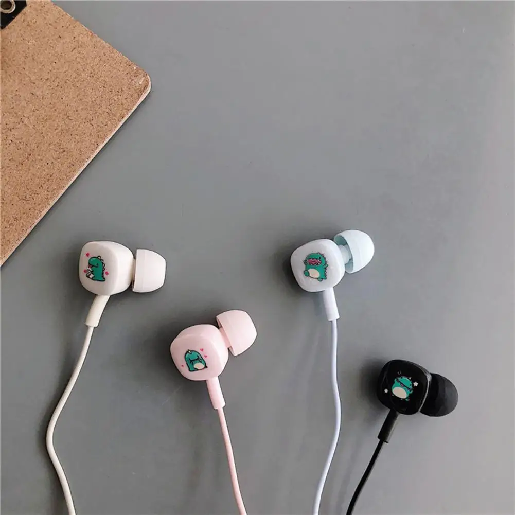 

Universal Cute Cartoon dinosaur Headphone Stereo Wired Earphones With Storage Box Daughter Children Adult Earbuds For Gift