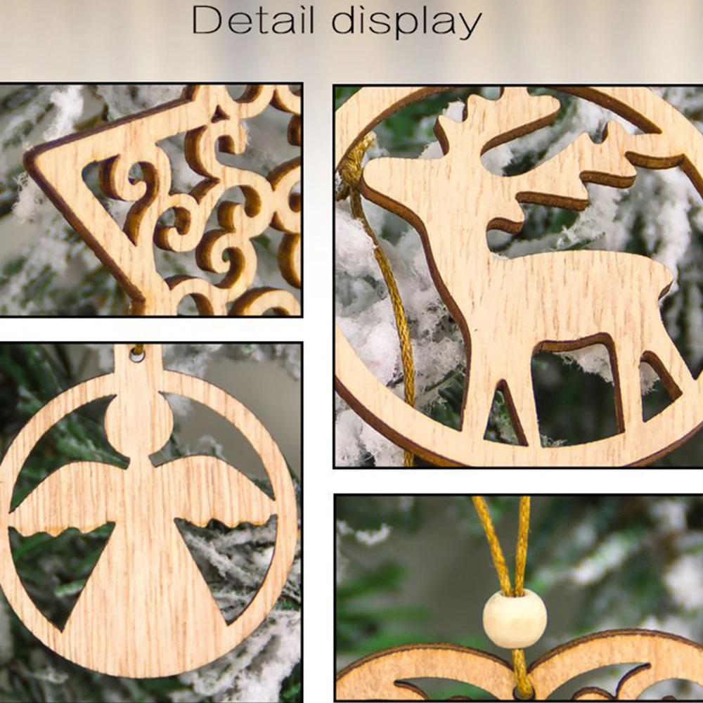 12 шт. украшения для рождественской елки с оленем различные деревянные подвесные