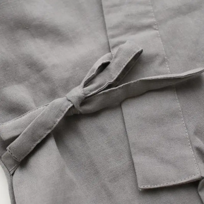 

Sleepwear Set Men's Cotton Kimono 2Pcs Robe & Pants Home Wear Loose Pajamas Suit Solid Nightwear With Pocket men kimono
