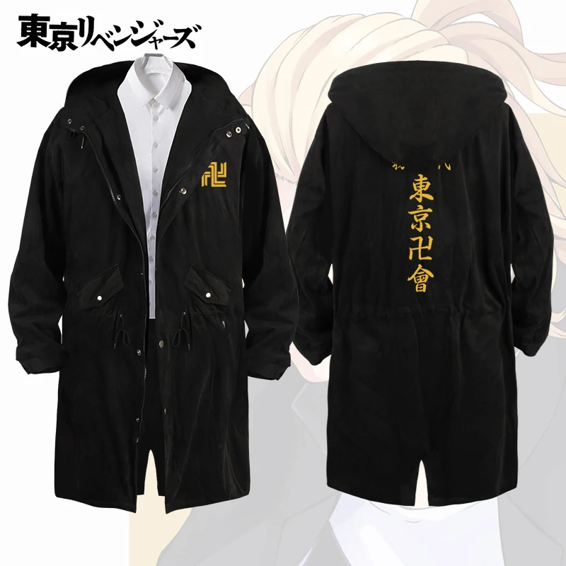 Толстовка с капюшоном в стиле аниме Токийский призрак тренчкот пальто хлопковое