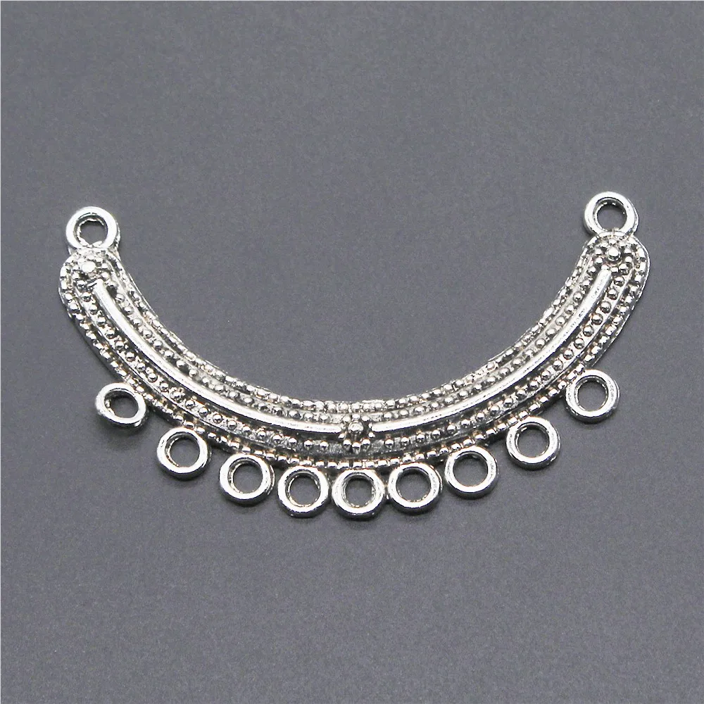 

2pcs/lot Charms Earring Connector Antique Silver Color Curved Porous Necklace Connector DIY Jewelry Making Accessories 55x35mm