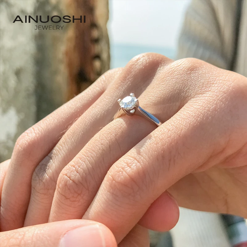 AINUOSHI кольцо из стерлингового серебра 925 пробы 0.5ct классический стиль