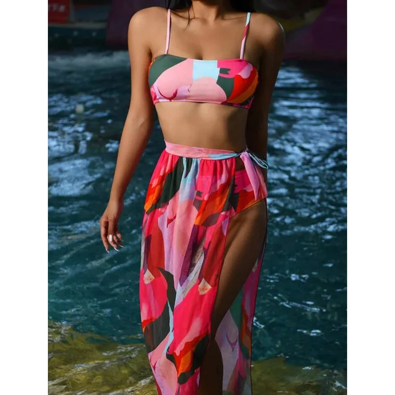 

Micendy Mesh Bikinis Women Swimsuits Sexy Long Dress Bathing Suits Summer Patchwork Swimwear Sarong Beach Swim Wrap Bikini Sets