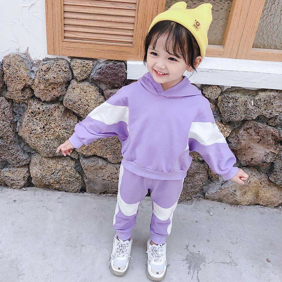 Одежда для малышей Лоскутные толстовки с капюшоном + штаны 2 предмета одежда