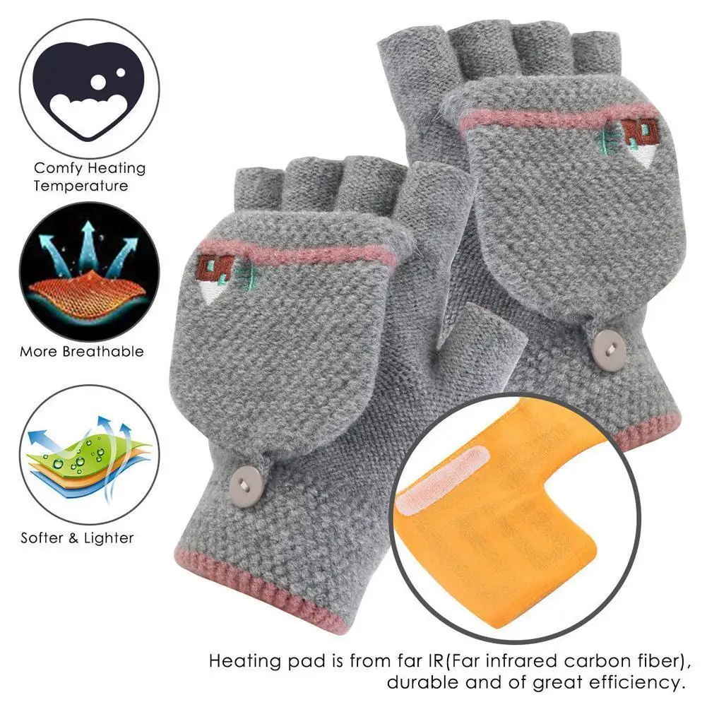 

Men's Women's Secure USB 5V Heating Gloves Hand Warmers Hand Half Winter Laptop Gloves Electric Mittens Fingerless Warm Hea H0G7