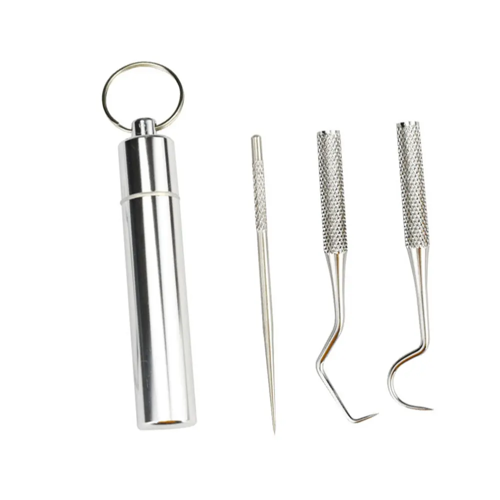 

1 Set Portable Toothpick Stainless Steel Toothpick with Toothpick Storage Box