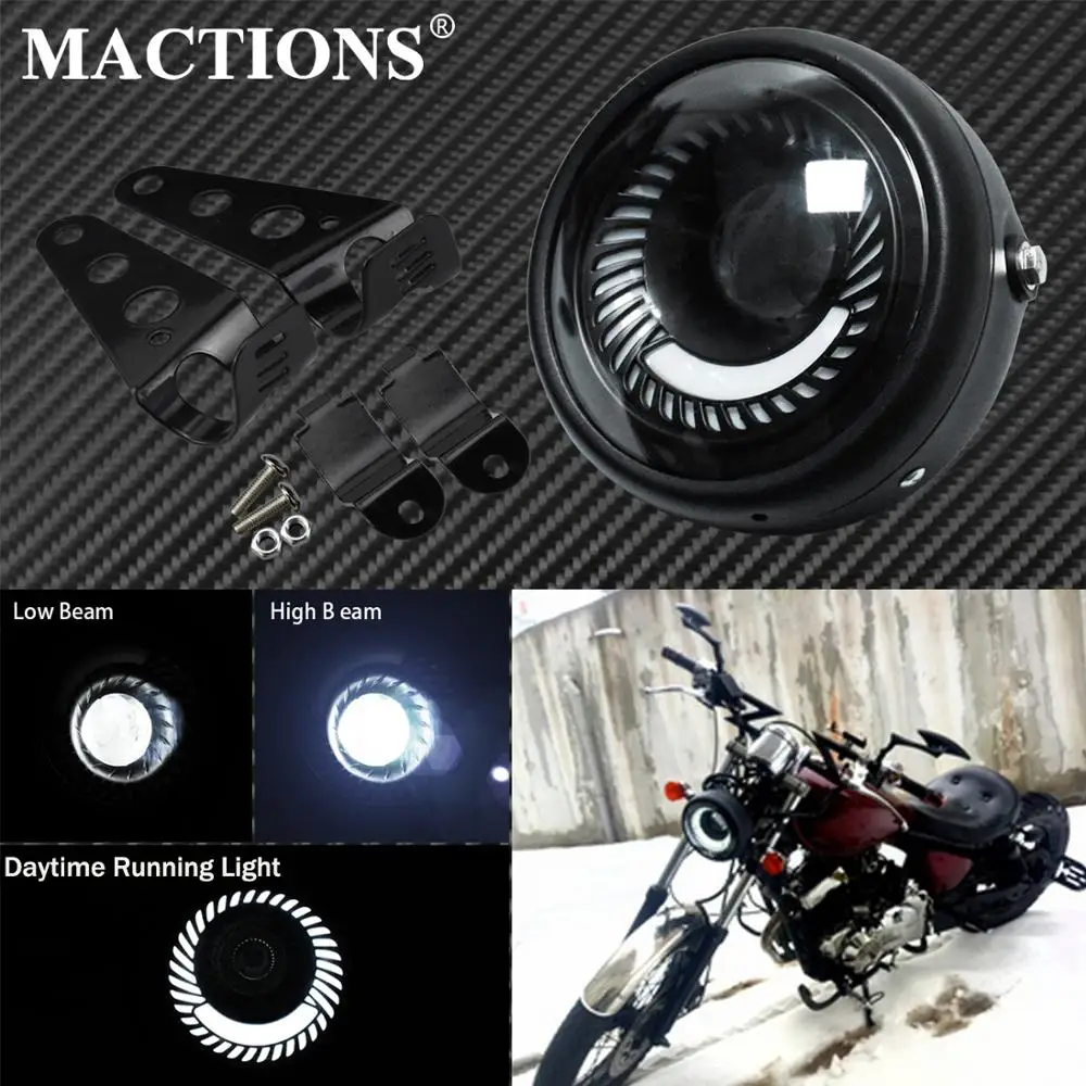 

Универсальный мотоциклетный 6,5 ''Ретро светодиодный светильник на голову с низким дальним светом, дневной ходовой светильник и налобный кро...