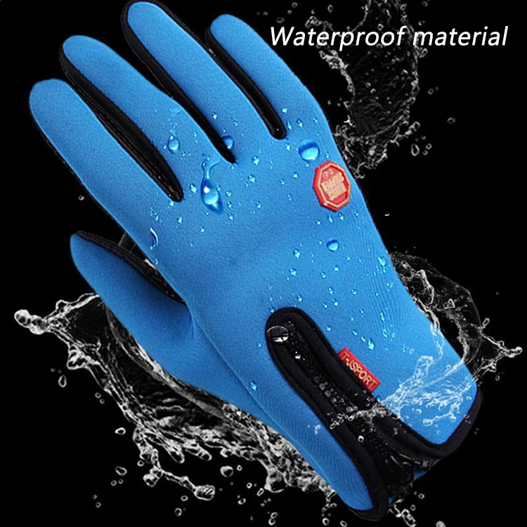 

Men Women Winter Black Full Finger Gloves Plush Sports Fitness Outdoor Riding Anti-skid Waterproof Warm Touch Screen Gloves