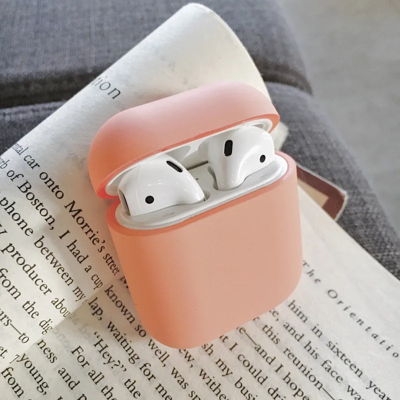 Жесткий чехол для наушников для Apple Airpods 1/2 противоударный чехол для Apple гарнитура для Airpods чехол s Матовый розовый защитный чехол для пары