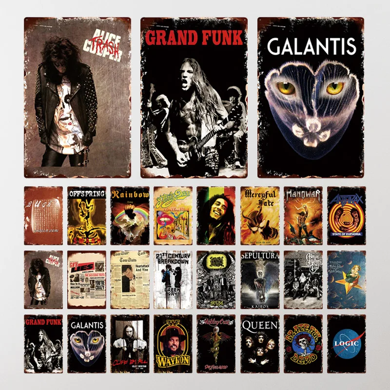 

Металлическая вывеска рок-группы, металлический постер, винтажная настенная тарелка для музыки, певицы, музыки, бара, паба, клуба, Настенный ...