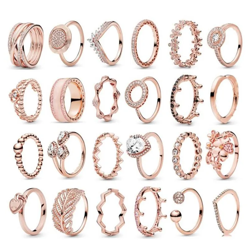 Женское кольцо из серебра 100% пробы под розовое золото, 24 дюйма