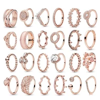 100 925 sterling silver rose gold 24 most popular womens pan rings for women wedding party gift fashion jewelry