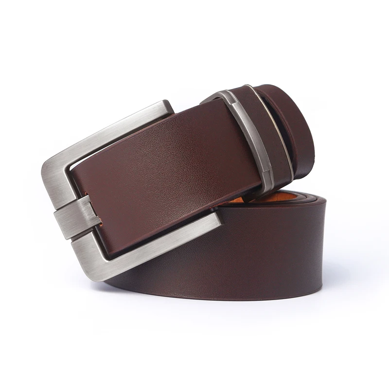 Ремень мужской из натуральной воловьей кожи модный винтажный пояс с пряжкой для