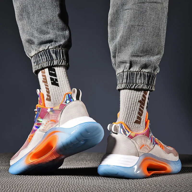 

New Arrival Reflective Design Ins Fashion Clunky Sneakers Anti-Slip Height Increasing Men's Walking Shoes For Daddy