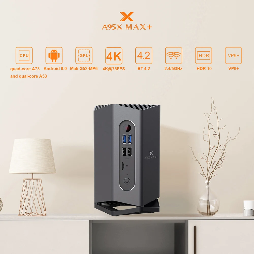 ТВ-приставка Игровая A95X MAX PLUS Amlogic S922X Android 9 0 4 ГБ 64 двойной mimo Wi-Fi 4K 75 кадр/сек Google Play