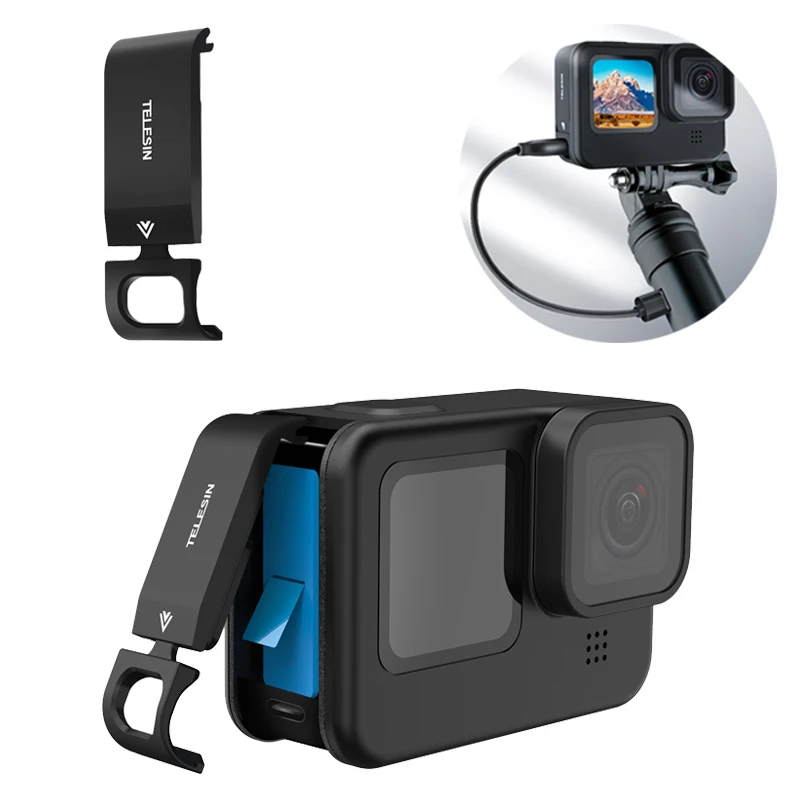 

GoPro 9 Aluminum Battery Side Cover Protective Case Quick Release Type-C Charging Port Adapter GoPro Hero 9 Camera Accessories